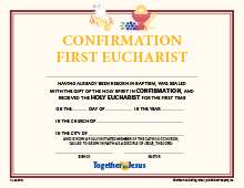 Certificates (Set of 10) - Confirmation with First Eucharist